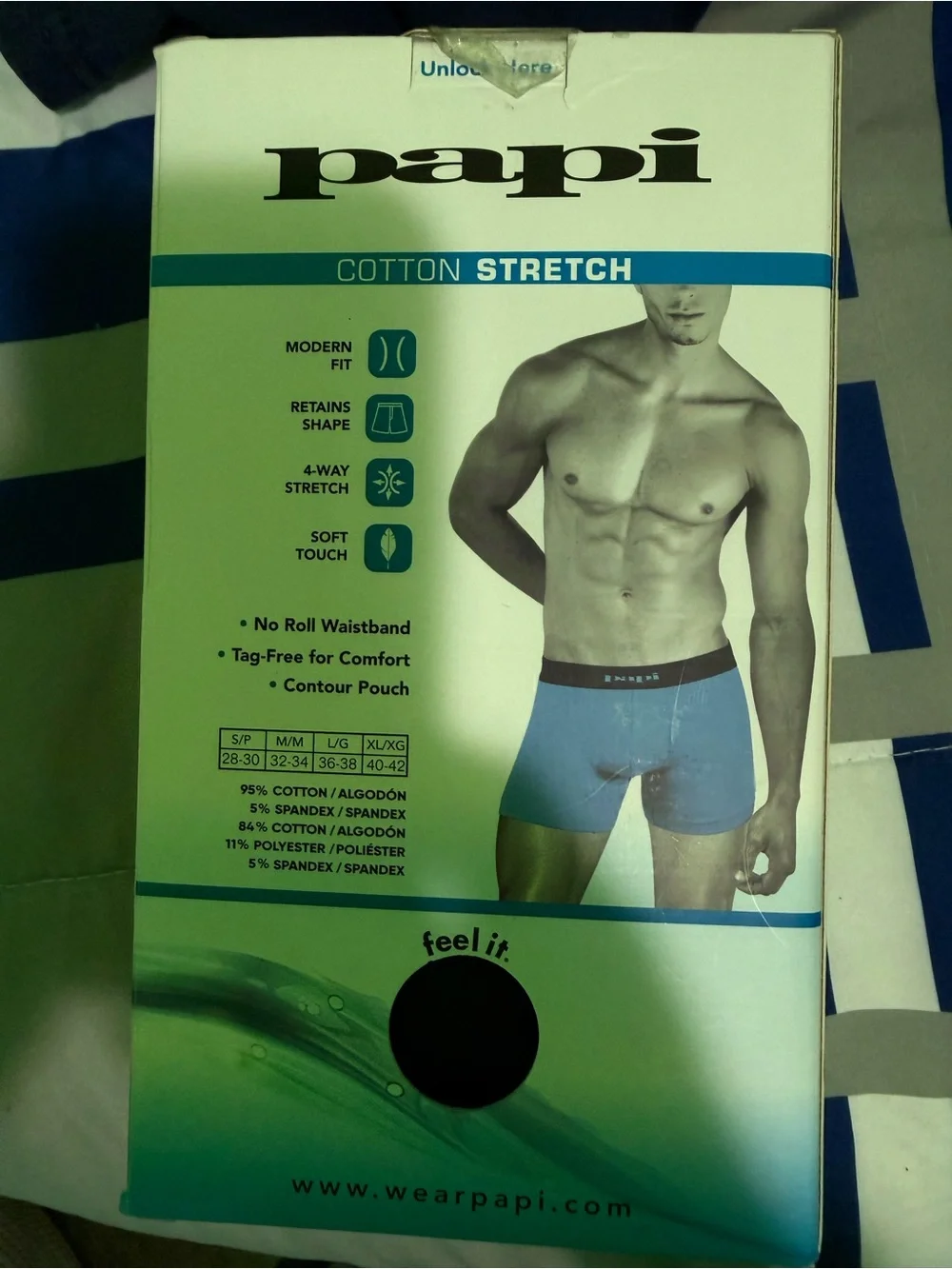 Papi Men’s Cotton Stretch Boxer Briefs - Blue & Red (4-Pack)